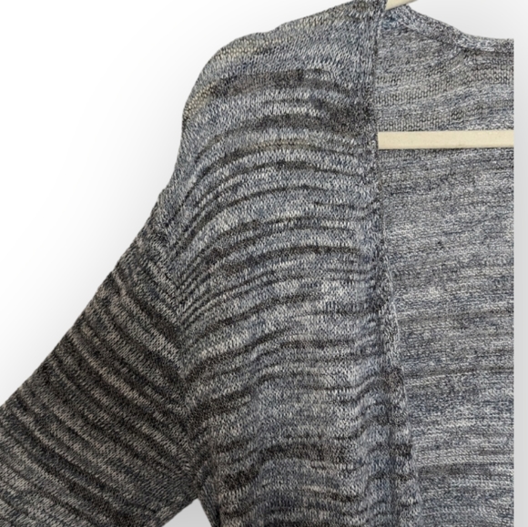 J. Jill PureJill Grey Marled Open Front Knit Cardigan Drop Shoulder Sweater XL - Picture 4 of 7